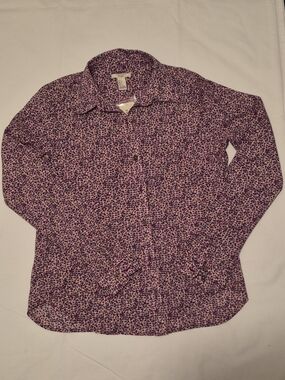 Forever 21 Pink and Purple Floral Button-Up Blouse